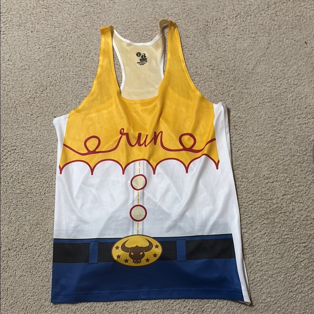 Yellow and White Graphic Tank Top